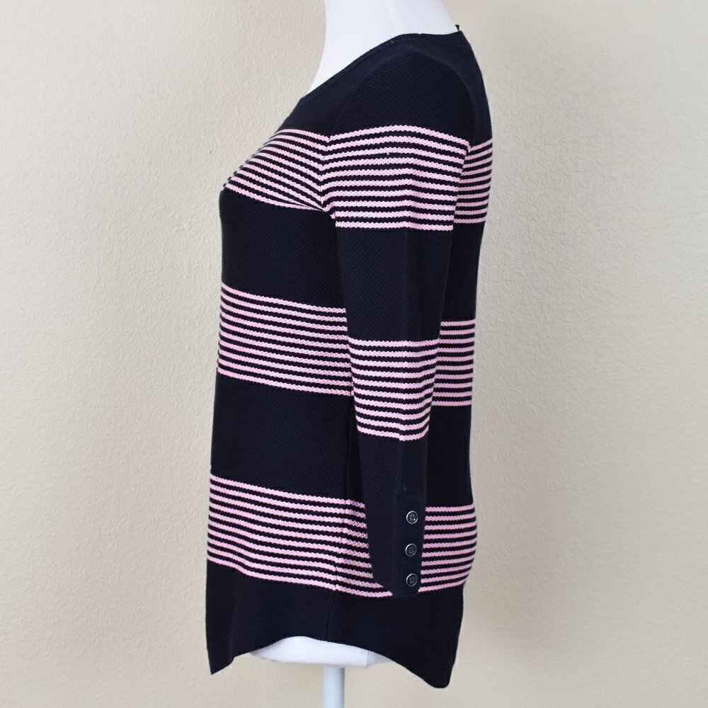 Talbots Navy and Pink Stripe Sweater NEW XS - Picture 3 of 7